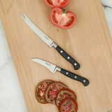 Martha Stewart Carverton 2 Piece Set 5" Tomato Knife and 3" Bird's Beak Knife Set, Bread Carbon Stainless Steel Kitchen Knive W/ Black Triple Rivet Handle