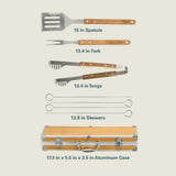 Gibson Home Barbeque Pro 8 Piece BBQ Tools W/ Acacia Wood Handles and Aluminum Storage Box