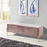 Isla Plush Upholstered Contemporary Bench with Gold Legs - Chic Accent for Bedroom or Dressing Room