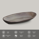 DEEP OVAL PLATTER LARGE ORGANIC STONEWARE Ø 12.6x6.3" TOURMALINE