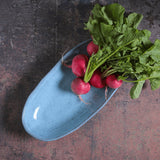 DEEP OVAL PLATTER LARGE ORGANIC STONEWARE Ø 12.6x6.3" BREEZE