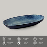 DEEP OVAL PLATTER LARGE ORGANIC STONEWARE 12.6x6.3" DENIM