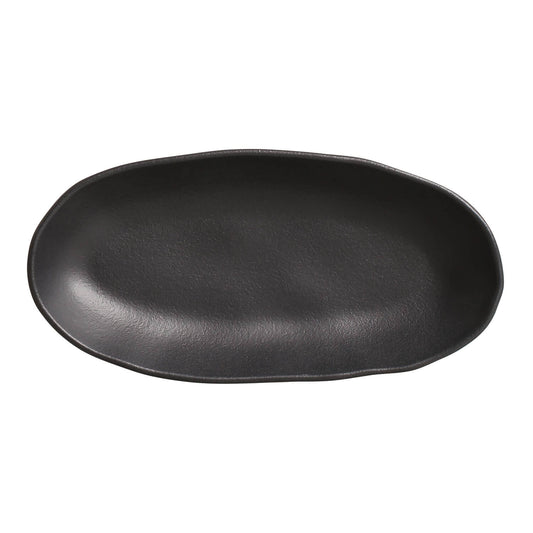 DEEP OVAL PLATTER LARGE ORGANIC STONEWARE Ø 12.6x6.3" MATTE BLACK