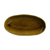 DEEP OVAL PLATTER LARGE ORGANIC STONEWARE Ø 12.6x6.3" AMBER