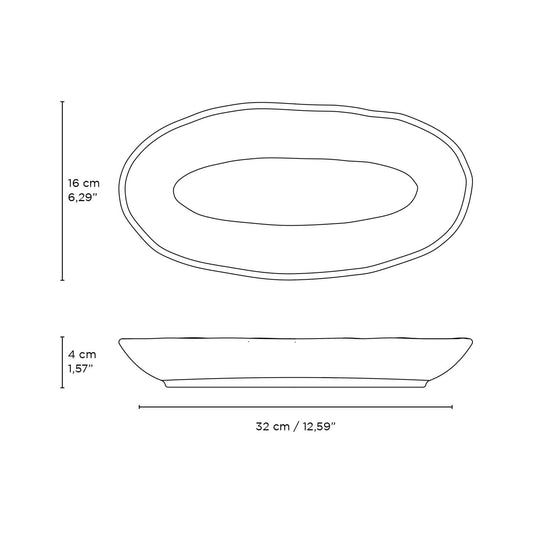 DEEP OVAL PLATTER LARGE ORGANIC STONEWARE Ø 12.6x6.3" CAMPESTRE