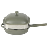 Crock Pot Northvale 5.3 Quart Ceramic Nonstick Sauté Pan with Steamer Basket & Lid, Cast Aluminum Pan with Induction Base and Soft-Touch Handle