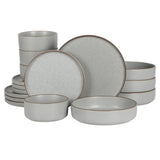 Gibson Elite Gelston Stoneware Matte Reactive Glaze 16 Piece (Service for 4) Plates and Bowl Dinnerware Set