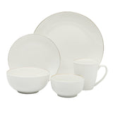 Gibson Home Ogalla 30 Piece Plates, Bowls, & Mugs Dinnerware Set - Service for 6 - White Porcelain W/ Gold Band