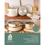 Bloomhouse 15 Piece Pots and Pans Heavy Duty Aluminum Premium PFA Free Ceramic Nonstick Dutch Oven Pot with Lid
