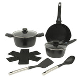 Oster SmartHandle Advance 13-Piece Nonstick Cookware Set – Matte Black Finish, Induction Base, Detachable Handles, Forged Aluminum, Oven & Dishwasher Safe, With Utensils & Pan Protectors