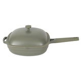 Crock Pot Northvale 5.3 Quart Ceramic Nonstick Sauté Pan with Steamer Basket & Lid, Cast Aluminum Pan with Induction Base and Soft-Touch Handle
