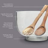 Gibson Elite Wildgreens Large Glass Salad Bowl Set with Acacia Serving Utensils