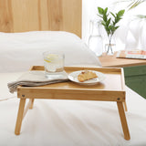 Gibson Home Continental Corner Bamboo Bed Tray with Folding Legs, for Breakfast, Eating, Working, Laptop, Foldable Serving