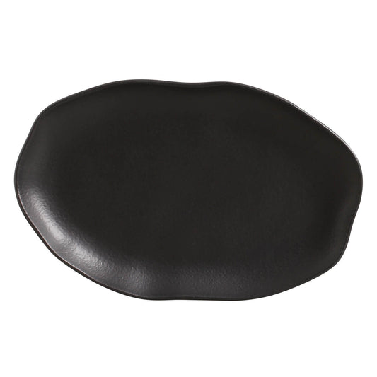 SHALLOW OVAL PLATTER MEDIUM BIO STONEWARE Ø 11.81x7.87" MATTE BLACK