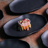 SHALLOW OVAL PLATTER MEDIUM BIO STONEWARE Ø 11.81x7.87" MATTE BLACK