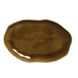 SHALLOW OVAL PLATTER MEDIUM BIO STONEWARE Ø 11.81x7.87" AMBER