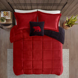 Plush To Sherpa Winter Comforter Set, Red