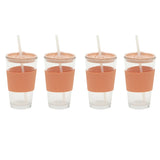Mr. Coffee Sip Savvy 4-Pack 15oz Glass Tumblers with Lids and Straws – Reusable Iced Coffee Cups – Dishwasher Safe – To-Go Drinkware Water Glasses
