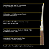 Babish 1.4116 German Stainless Steel Boning & Fillet Knife with Pakka Wood Handle – 6-Inch Full-Tang Flexible Kitchen Knife for Meat, Poultry, Fish & Precision Butchering