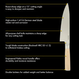 Babish 8-Inch Chef Knife – High-Carbon 1.4116 German Steel Kitchen Knife with Pakka Wood Handle, Full-Tang Razor Sharp Chef’s Blade for Chopping, Slicing, Dicing & Everyday Prep