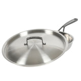 Babish 12-Inch Tri-Ply Stainless Steel Frying Pan with Lid & Black Handle – Professional Grade Skillet for Searing, Sautéing & Even Heat Cooking