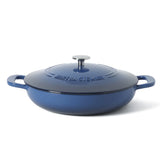 Martha Stewart Gatwick Enameled Cast Iron Braiser with Lid, 3.5-Quart Braiser Pan for Stovetop & Oven, Cast Iron Braising Pan with Gold Knob