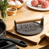 Gibson Home Cast Iron Grill Press, Pre-Seasoned Bacon & Burger Steak Weight for Panini, Griddle & Smash Patties, Heavy Duty, Indoor Outdoor Use