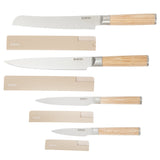 Babish 14-Piece Full Tang Forged Light/Dark Pakka Wood Kitchen Knife Set – High-Carbon 1.4116 German Steel Cutlery with Protective Sheaths – Professional Chef Knife Set