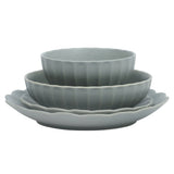 Gibson Elite Malibu Shore 16 Piece Scallop Stoneware Reactive Glaze (Service for 4) Ceramic Plates and Bowls Dinnerware Set