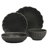 Gibson Elite Malibu Shore 16 Piece Scallop Stoneware Reactive Glaze (Service for 4) Ceramic Plates and Bowls Dinnerware Set