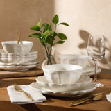 Bloomhouse - 2 Time Oprah's Favorite Things - Yuelu Bloom Dinnerware Set - Scallop Embossed 16 Piece (Service for 4) Plates and Bowls Set - Jasmine White