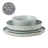 Gibson Elite Overbrook 16-Piece Pottery Clay Stoneware Dinnerware Set – Reactive Glaze, Stackable Plates and Bowls w/ Pasta Bowl, Service for 4 – Microwave & Dishwasher Safe
