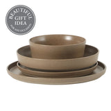 Gibson Elite Overbrook 16-Piece Pottery Clay Stoneware Dinnerware Set – Reactive Glaze, Stackable Plates and Bowls w/ Pasta Bowl, Service for 4 – Microwave & Dishwasher Safe