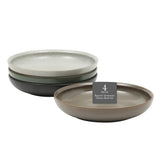 Gibson Elite Beckett 4-Piece Dinner Bowl Set – Reactive Glaze Stoneware – Shallow Pasta Bowls – Wide-Rim Round Design – Microwave & Dishwasher Safe