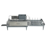 Kenmore Loxdell Expandable Full Size Rust Resistant Dish Rack with Drain Board and Flatware Caddy