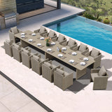 PURPLE LEAF Sanori Patio Dining Set Modern Large Weather-Resistant Table and Aluminum Chairs with Cushions for Garden Beige
