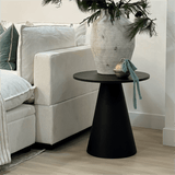 Dwen 24" Modern Black Round Side Table