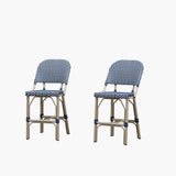 PURPLE LEAF Outdoor Bar Height Stools Set of 2 French Country Patio Rattan Bar Stool Chairs Outdoor Armless Barstools for Porch Garden Indoor Kitchen