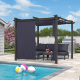 PURPLE LEAF Outdoor Retractable Pergola with Sun Shade Canopy Patio Aluminum Pergola With Curtains