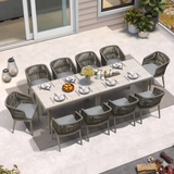 PURPLE LEAF Patio Dining Set with Sunbrella Fabric Cushions and Aluminum Table All-Weather Wicker Patio Table Set for Deck