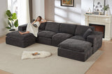 ZORVA 137" 4-Seater Sofa with 2 Ottomans