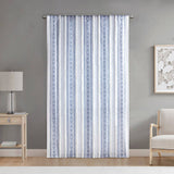 Tufted Stripe Printed Light Filtering Curtain Panel, Navy
