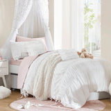 Shabby Chic Ruched Microfiber Comforter Set, White