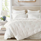 Crinkle Textured Cotton Gauze Embroidered Quilt Set, White