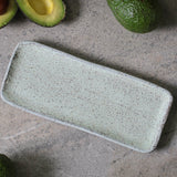 RECTANGULAR PLATTER ORGANIC STONEWARE Ø 8.66x3.74" PISTACHE