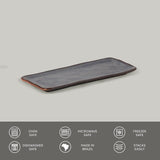 RECTANGULAR PLATTER ORGANIC STONEWARE Ø 8.66x3.74" TITANIUM