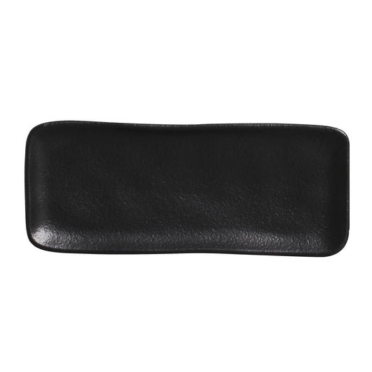 RECTANGULAR PLATTER ORGANIC STONEWARE Ø 8.66x3.74" MATTE BLACK