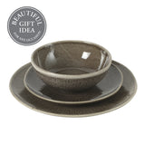 Gibson Elite Sandy Pines Stoneware Plates and Bowls Set - 12 Piece Reactive Glaze Dinnerware Set - Service for 4 - Dishwasher and Microwave Safe