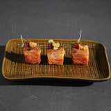 RECTANGULAR PLATTER JUTA STONEWARE Ø 7.08x5.51" AMBER