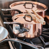 Mauviel M'Heritage M'150 CI Copper DeLuxe 3-Piece Cookware Set With Cast Iron Handles